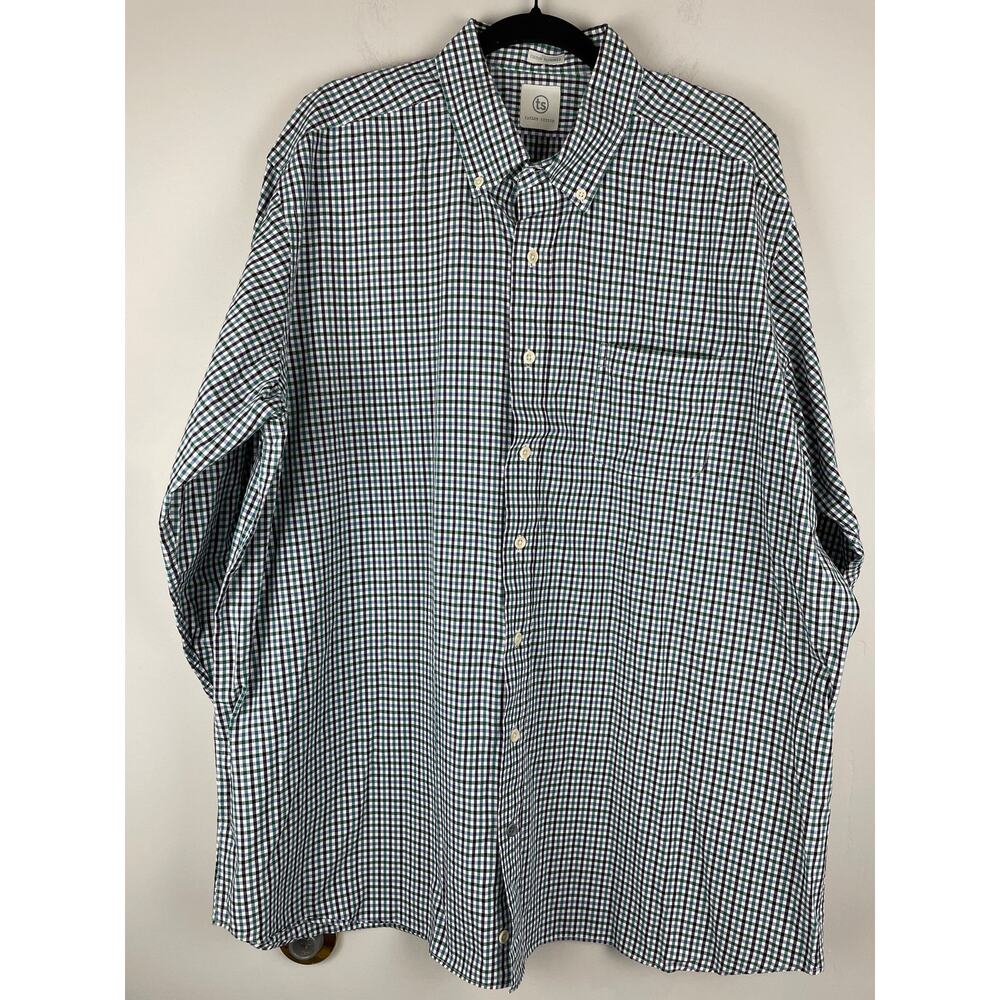 Taylor Stitch Men's Blue & Green Gingham Button Down Shirt Sz XXL